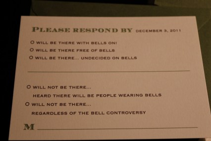 Make sure you know your stance on bells before RSVPing. (Via)