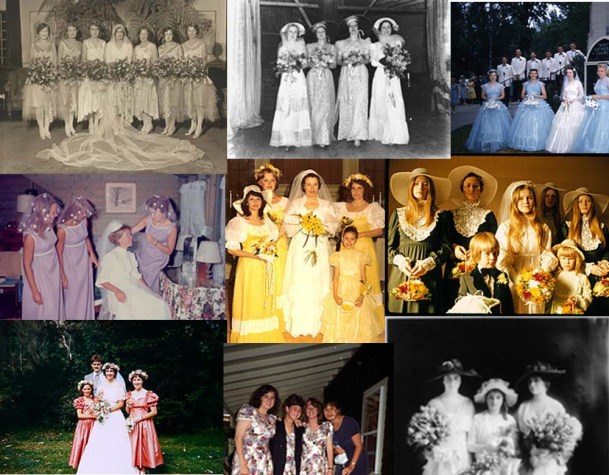 While I appreciate the trend for tasteful bridesmaids dresses, the world seems less rich without dresses like this.