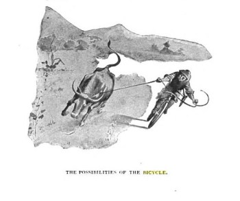 Why we don't have bicycling cowboys I'll never know. [Etiquette and bicycling, for 1896]