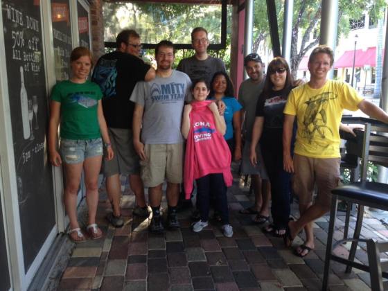 An example of Shark Chic dress- my fiancée, my friends and I on our way to see Jaws in theaters.